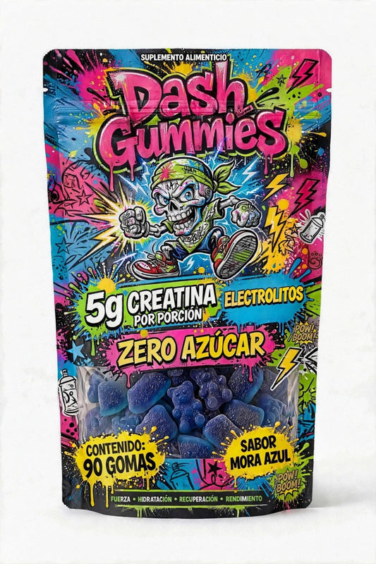 DASH - Creatina 5g + Electrolitos - 90 Gomas - Mora Azul